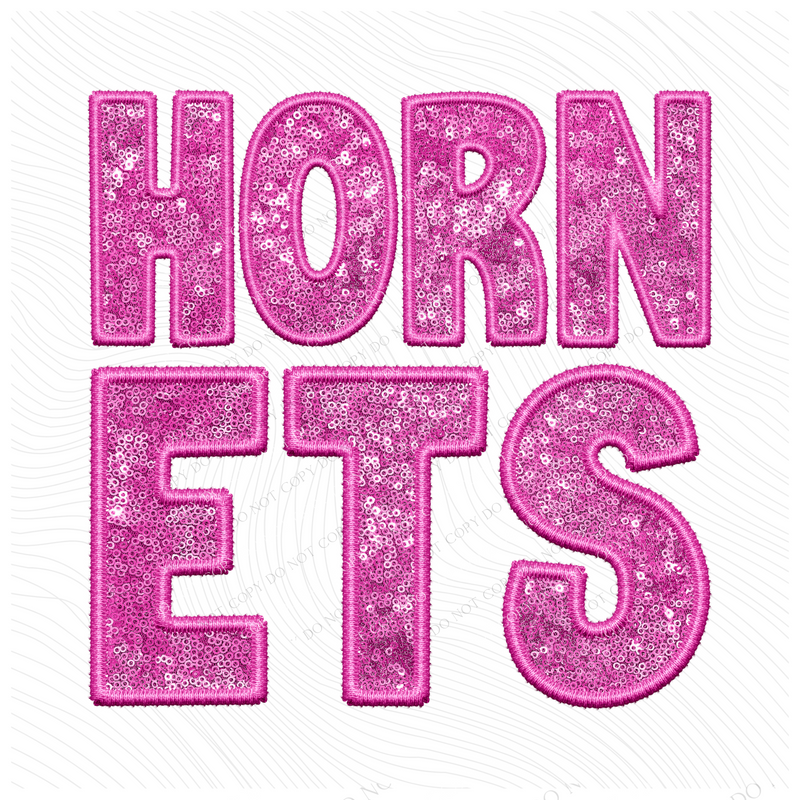 Hornets Embroidery & Sequin in Pink Mascot Digital Design, PNG