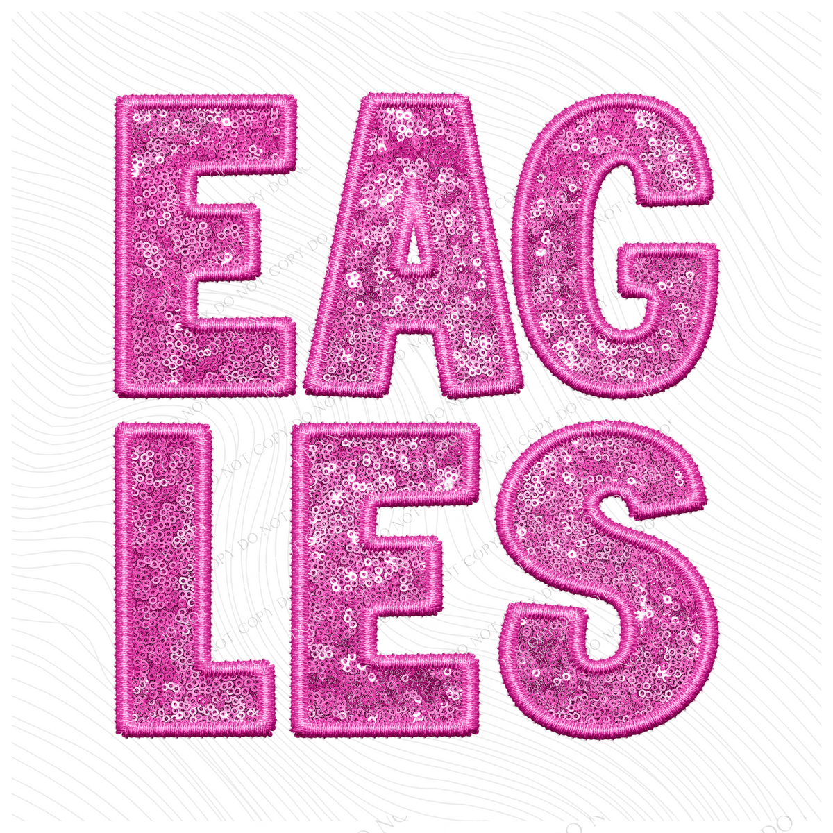 Eagles Embroidery & Sequin in Pink Mascot Digital Design, PNG