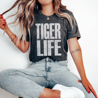 Tiger Life Super Faded Distressed White Digital Design, PNG