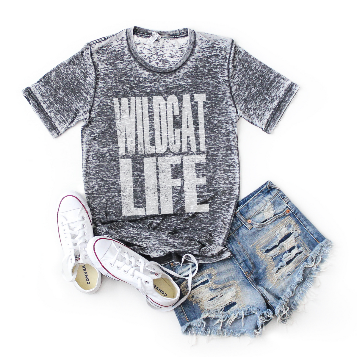 Wildcat Life Super Faded Distressed White Digital Design, PNG