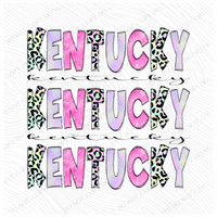 Kentucky Stacked Patterns Leopard Pastel Foil Digital Design, PNG