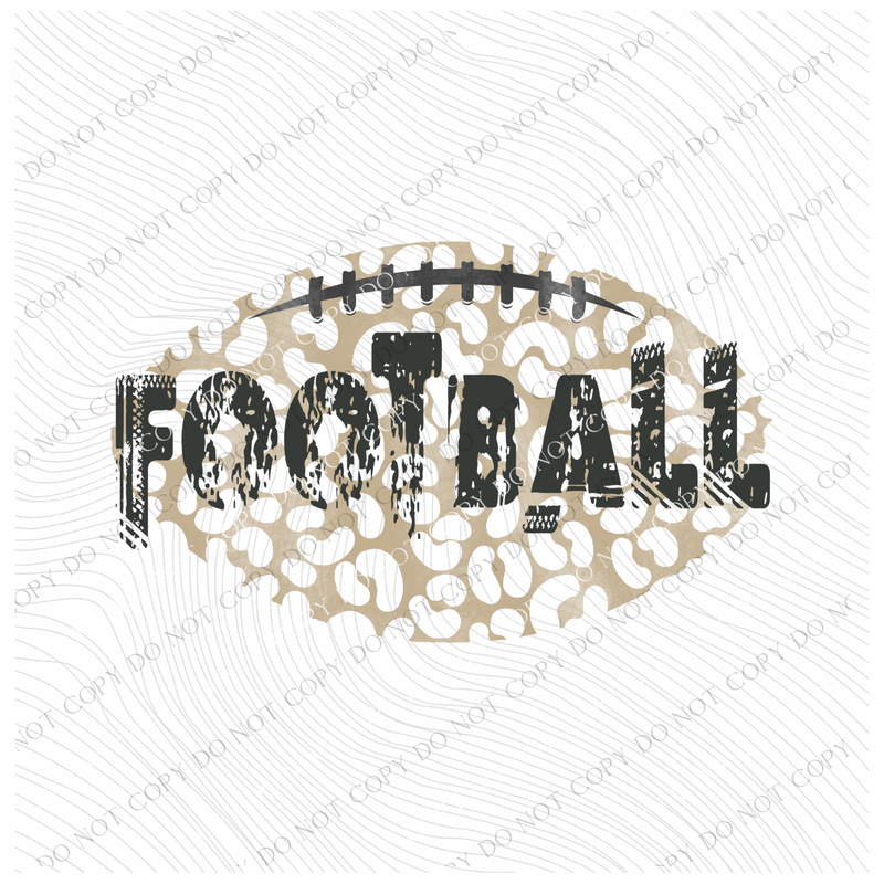 Football Khaki/Faded Black Leopard Stitch Distressed Digital Design, PNG