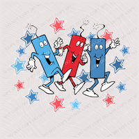 Firecracker Trio Characters Red, White & Blue  Digital Design, PNG