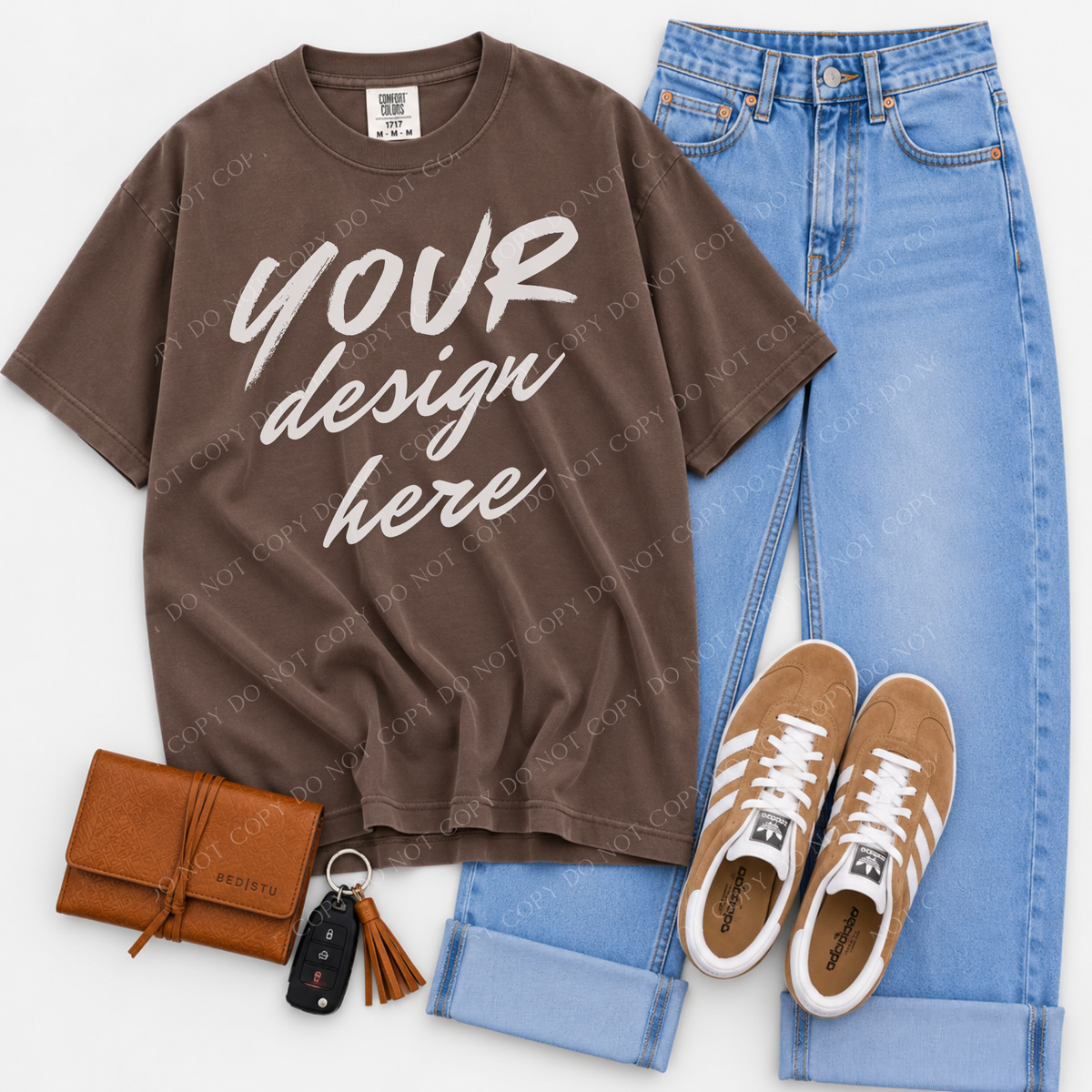 T-shirt Flatlay Mockup, Comfort Colors 1717 Espresso