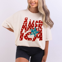 America Burlap & Stars in Red, Cream & Blue Patriotic Digital Design, PNG