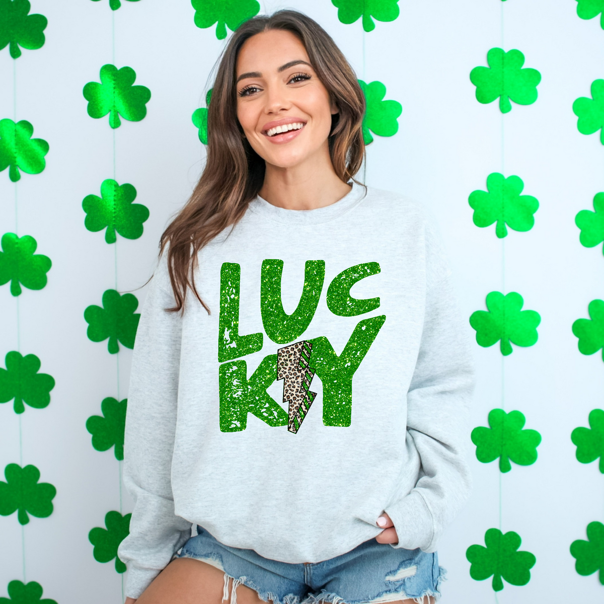 Lucky Leopard Bolt Glitter St. Patrick's Day Digital Design, PNG