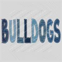 Bulldogs Denim Patch Stitched Digital Design, PNG