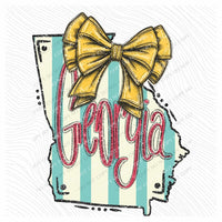 Georgia Glitter Bow & Stripes Coquette Digital Design, PNG