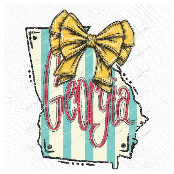 Georgia Glitter Bow & Stripes Coquette Digital Design, PNG