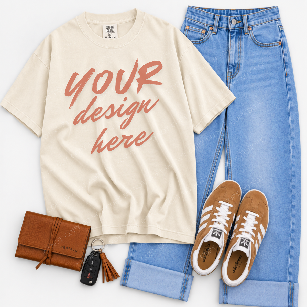 T-shirt Flatlay Mockup, Comfort Colors 1717 Ivory