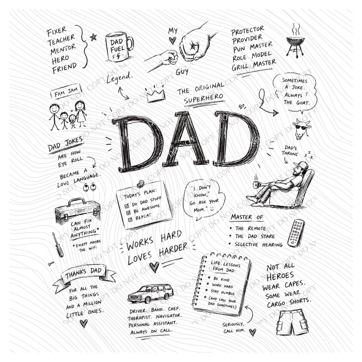 All about Dad Sketch Digital Design, PNG