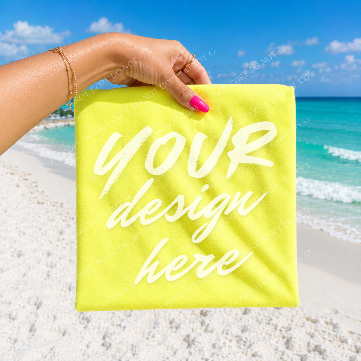 Beach Vibes Blank Mockup, Comfort Colors Neon Lemon