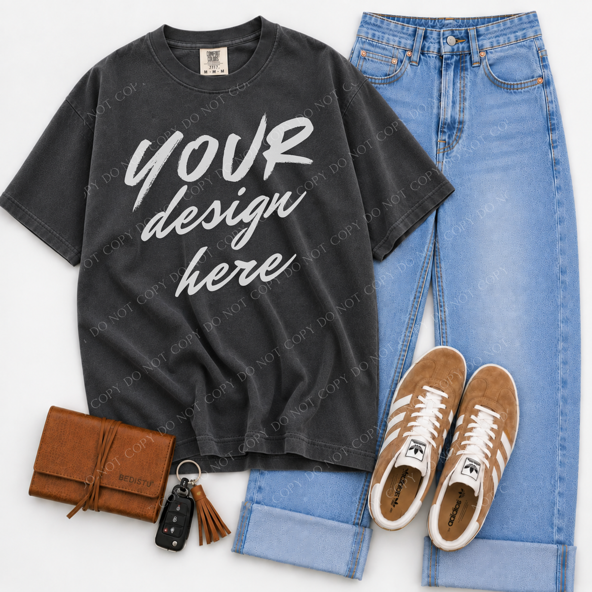 T-shirt Flatlay Mockup, Comfort Colors 1717 Graphite
