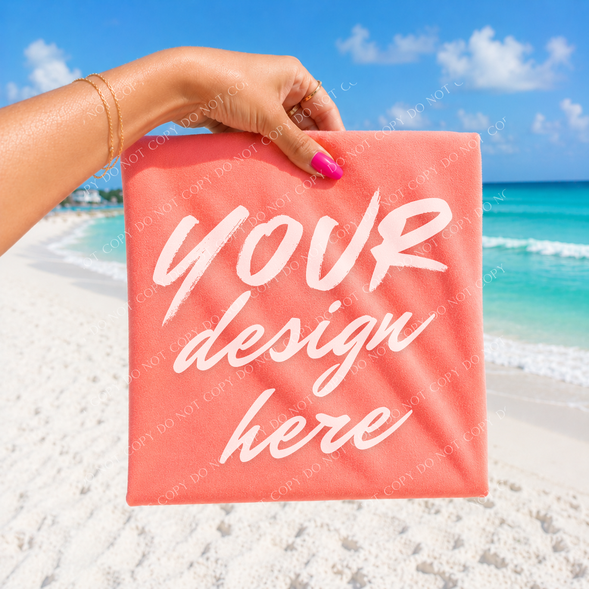 Beach Vibes Blank Mockup, Comfort Colors Bright Salmon
