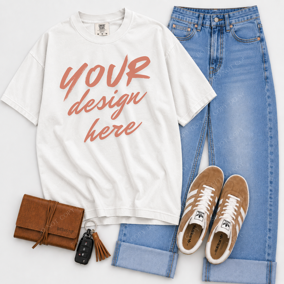 T-shirt Flatlay Mockup, Comfort Colors 1717 White