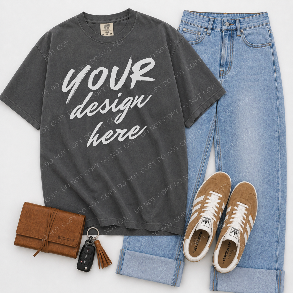 T-shirt Flatlay Mockup, Comfort Colors 1717 Pepper