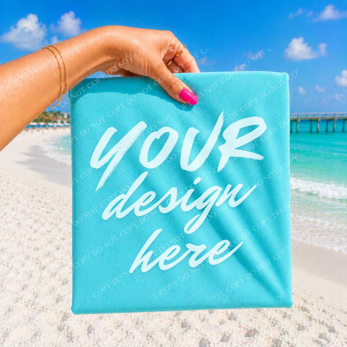 Beach Vibes Blank Mockup, Comfort Lagoon Blue