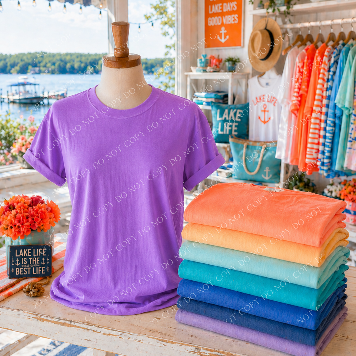 Lake Side Blank Mockup, Comfort Colors Neon Violet