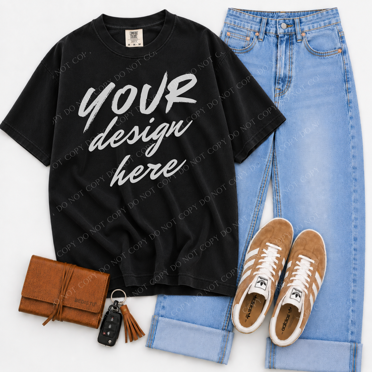 T-shirt Flatlay Mockup, Comfort Colors 1717 Black