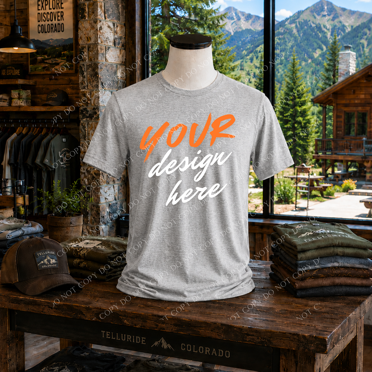 Men's Mountain Lodge Blank Stacked Mockup, Bella Canvas 3001 Athletic Heather
