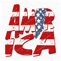 America Stripes, Stars & Lightning Bolt in Red, White & Blue Patriotic Digital Design, PNG