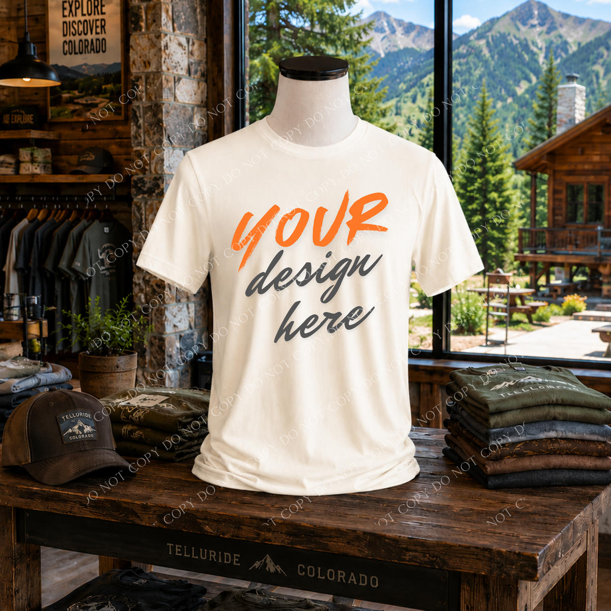 Men's Mountain Lodge Blank Stacked Mockup, Bella Canvas 3001 Soft Cream