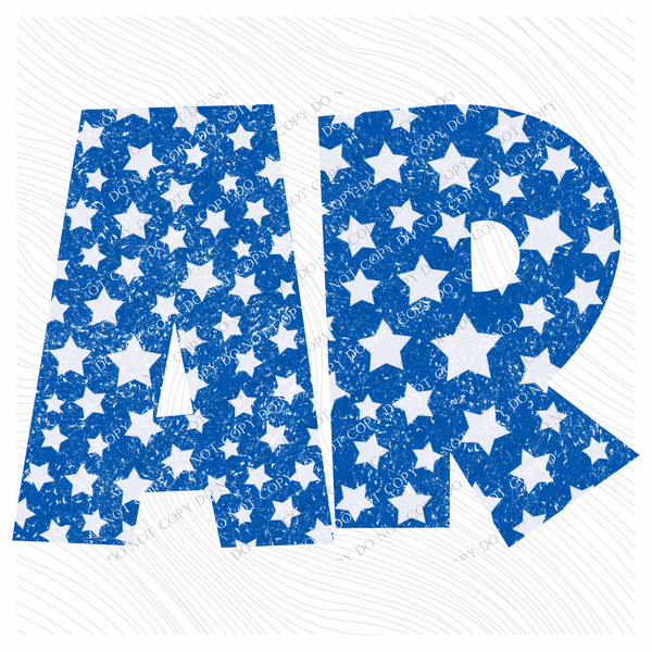 AR Arkansas Retro Distressed Blue Star Digital Design, PNG