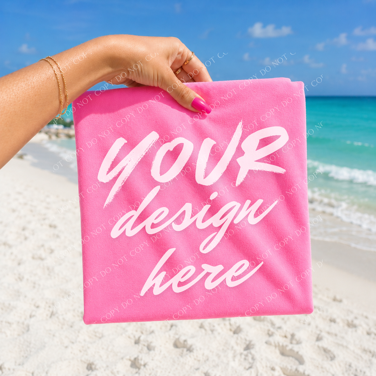 Beach Vibes Blank Mockup, Comfort Colors Neon Pink