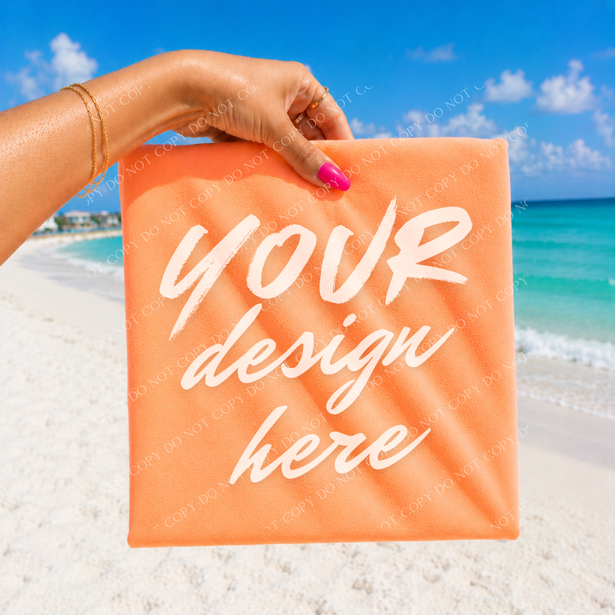 Beach Vibes Blank Mockup, Comfort Neon Cantaloupe