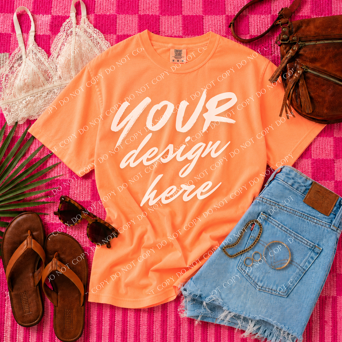 Blank Mockup, Comfort Colors 1717 Neon Red Orange
