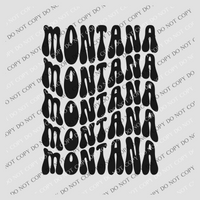 Montana Groovy Wave Stacked Digital Design PNG, Both Black and White Designs Incuded