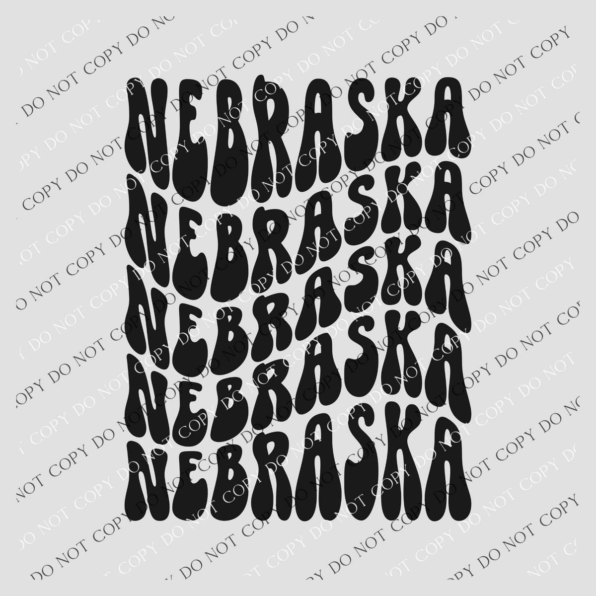Nebraska Groovy Wave Stacked Digital Design PNG, Both Black and White Designs Incuded