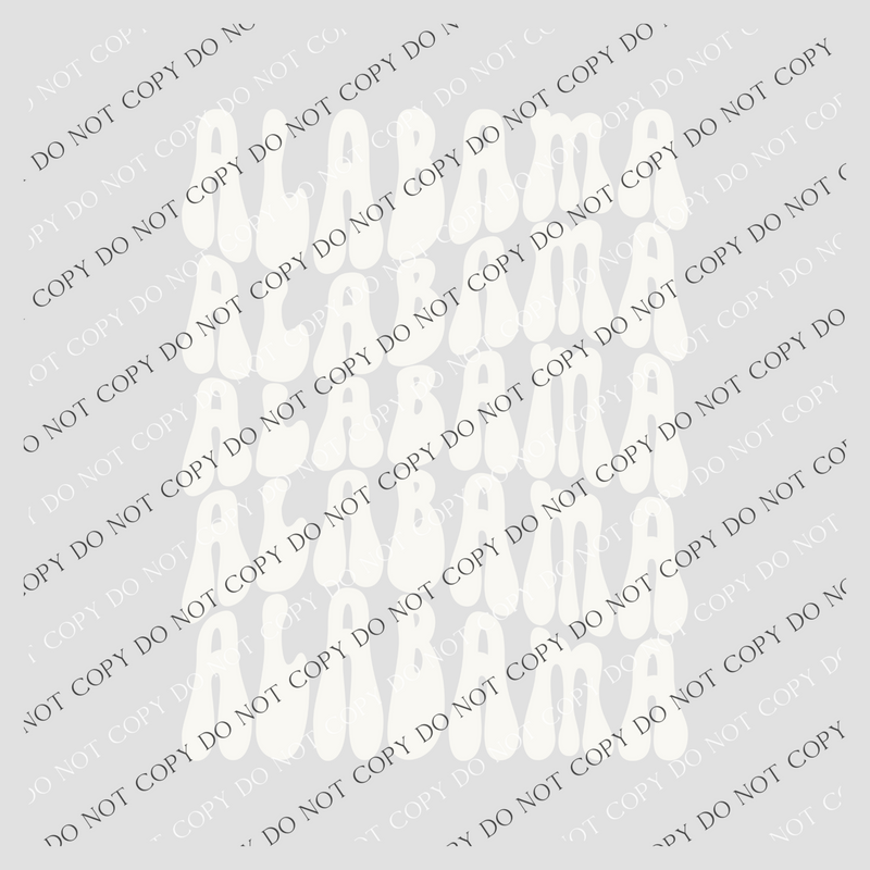 Alabama Groovy Wave Stacked Digital Design PNG, Both Black and White Designs Incuded
