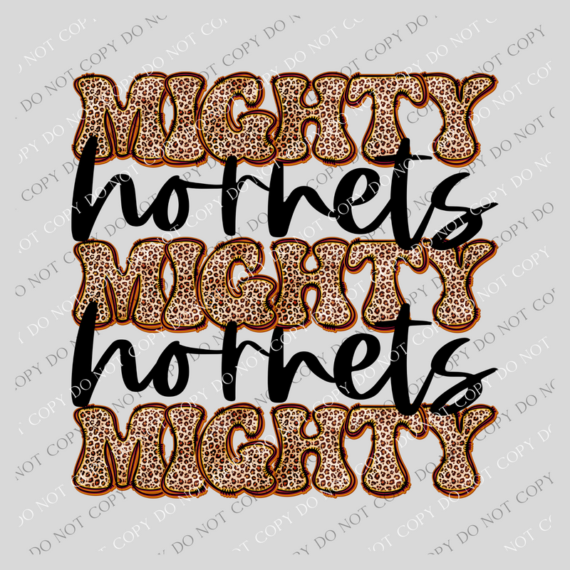 Hornets Mighty Mighty Mighty Leopard Stacked Retro Doodle Black PNG