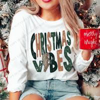 Christmas Vibes Distressed Greens/Brown Leopard Lightning Bolt Digital Download, PNG