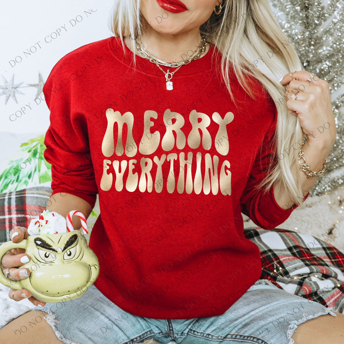 Merry Everything Groovy Wave Gold Foil Christmas Digital Download, PNG