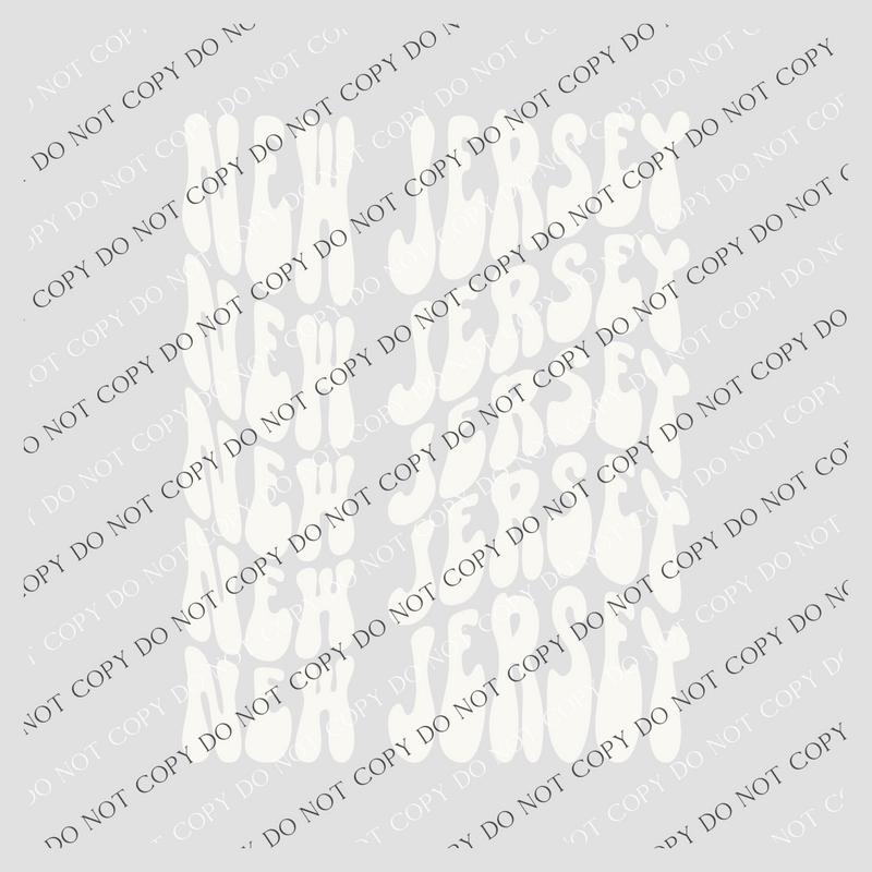New Jersey Groovy Wave Stacked Digital Design PNG, Both Black and White Designs Incuded