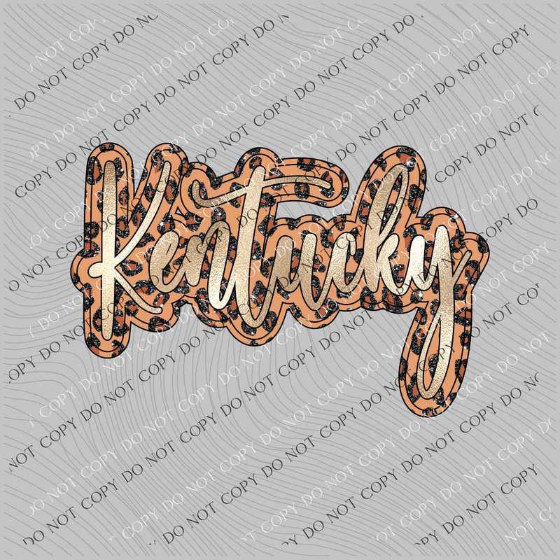 Kentucky Script Leopard Glitter and Foil PNG,  Digital Design