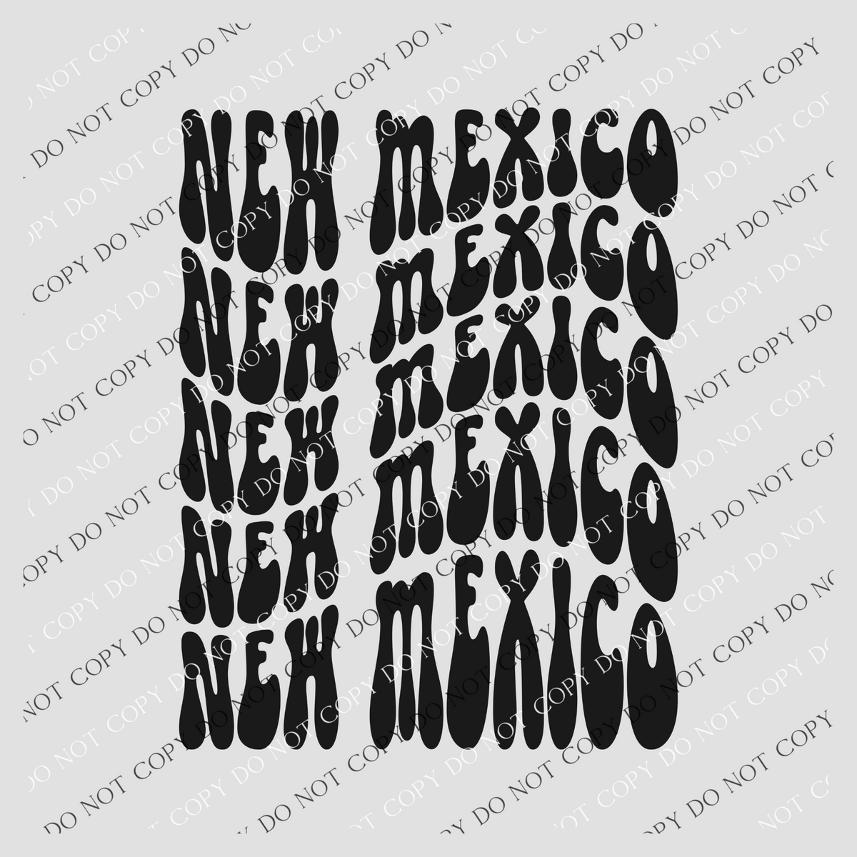 New Mexico Groovy Wave Stacked Digital Design PNG, Both Black and White Designs Incuded