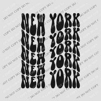 New York Groovy Wave Stacked Digital Design PNG, Both Black and White Designs Incuded