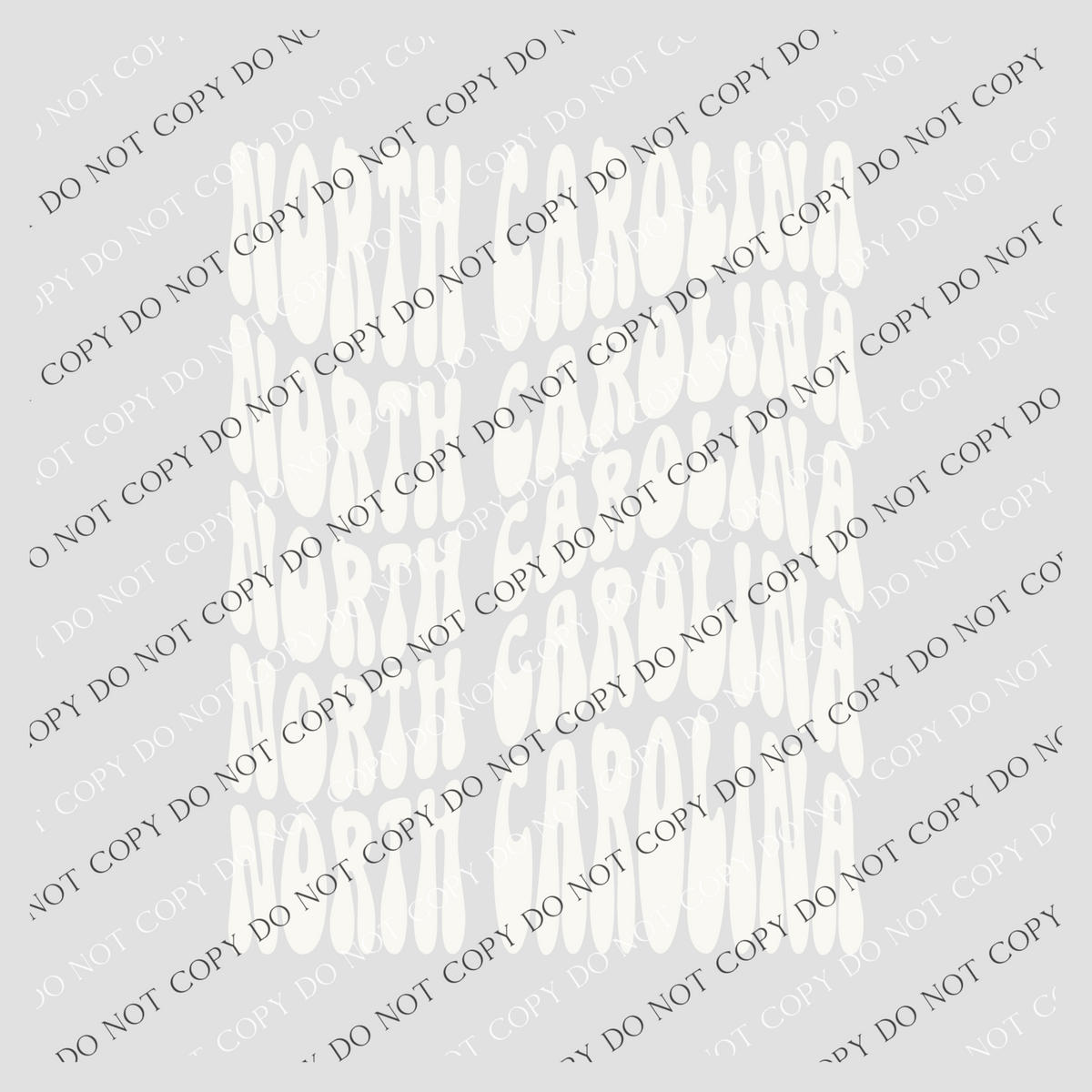 North Carolina Groovy Wave Stacked Digital Design PNG, Both Black and White Designs Incuded