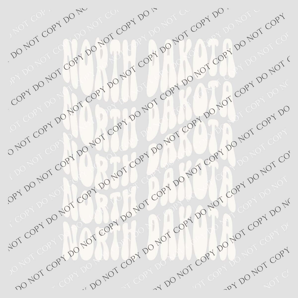 North Dakota Groovy Wave Stacked Digital Design PNG, Both Black and White Designs Incuded