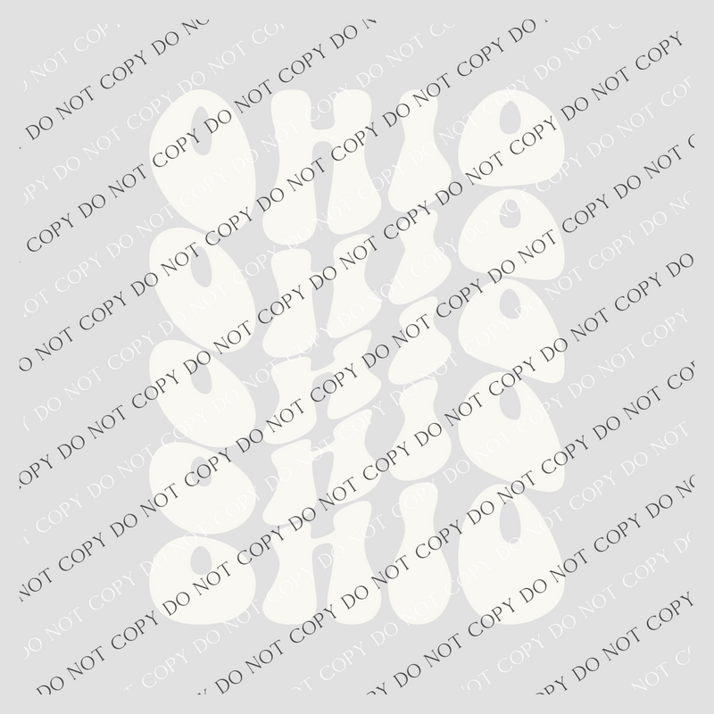Ohio Groovy Wave Stacked Digital Design PNG, Both Black and White Designs Incuded