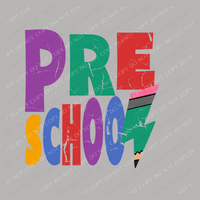 Preschool Colorful  Distressed Pencil Lightning Bolt Design PNG