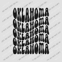 Oklahoma Groovy Wave Stacked Digital Design PNG, Both Black and White Designs Incuded