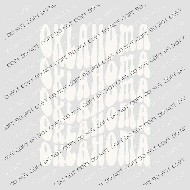 Oklahoma Groovy Wave Stacked Digital Design PNG, Both Black and White Designs Incuded