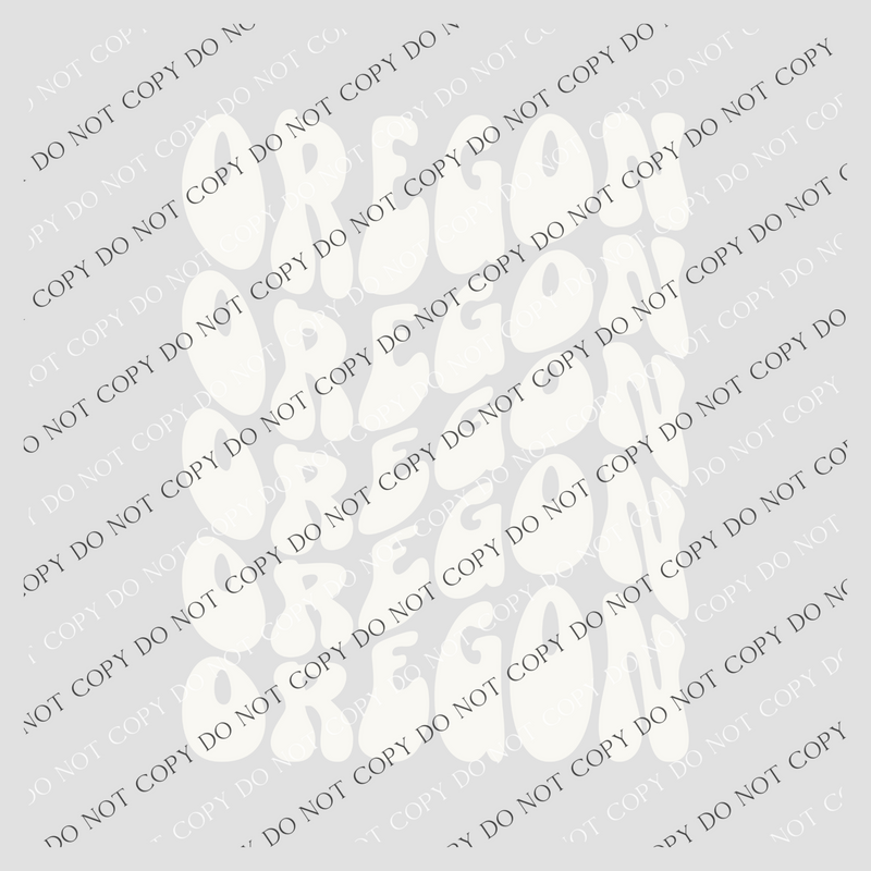 Oregon Groovy Wave Stacked Digital Design PNG, Both Black and White Designs Incuded