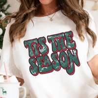 Tis the Season Distressed Groovy Shadow Red & Green Christmas PNG, Digital Download