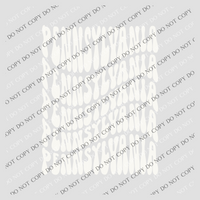 Pennsylvania Groovy Wave Stacked Digital Design PNG, Both Black and White Designs Incuded