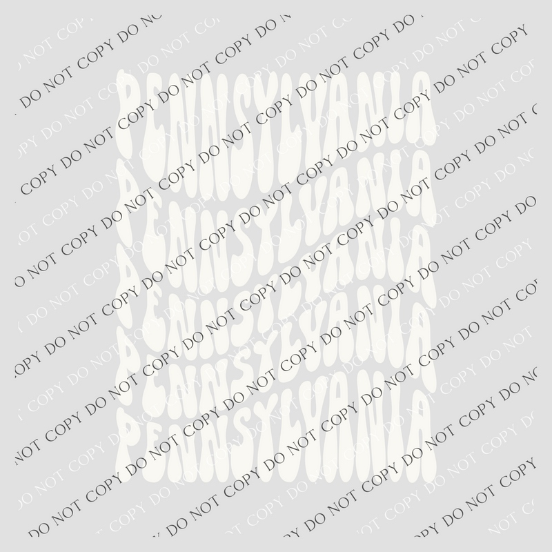 Pennsylvania Groovy Wave Stacked Digital Design PNG, Both Black and White Designs Incuded